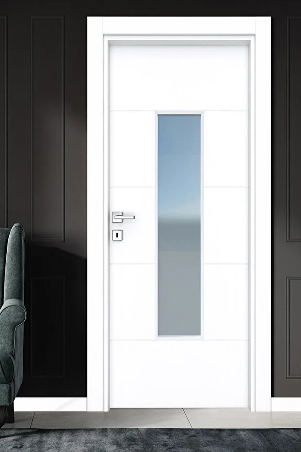 MELAMİN KARİZMA İKİ CAMLI ODA KAPISI, BEYAZ, 86/204/14-17 CM